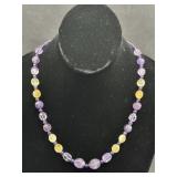 Rose Quartz Amethyst Faceted Gemstone Necklace 925