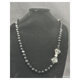 Heidi Daus Disney Black Bead &Crystal Bow Necklace