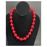 Vintage Red Round Beads Necklace