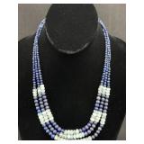 3 Strand Bead Necklace W/ 925 Marking on Clasp