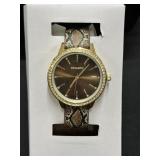 New Kessaris Bejeweled Bezel Watch Faux Reptile