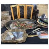 Misc Lot, Mirror, Serving Trays