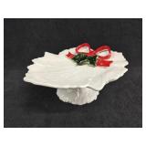 Lefton Japan Christmas Holly Pedestal Dish