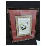 17x14" Vintage Chinese Silk Panda Art