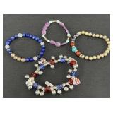 4 Fashion Beaded Elastic Bracelets
