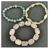 3 Beautiful Beaded Stones Bracelet Elastic