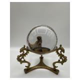 Vintage Glass Ball On Brass Stand