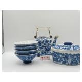 Blue flowered china set