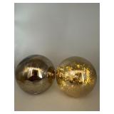 (2) Gold Crackle Led Balls