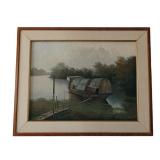 Framed Painting Vietnamese River Boat