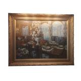 57x46" Framed Lighted Oil Painting Dining Room
