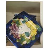 Ceramic Grape & Pear Plates, Bowls, Trays