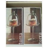 (4) Terra Footed Glass Dessert Domes