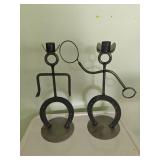 Cowboy Metal Candle Holders 13"