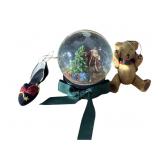 Christmas Snow Globe & 2 Ornaments
