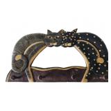 Wooden Cat Wall Hanger w/ Mirror