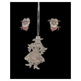 Cowgirl necklace, cowboy earrings clip on