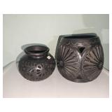(2) Mexican Clay or Wood Jars