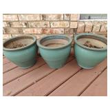 (3) Ceramic Planters 12" Across