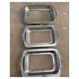(3) Serving Trays With Handles Solid Aluminum
