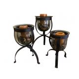 (3) Metal & Glass Candle Holders
