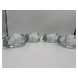 (4) Glass Sleeping Cat Candle Holders