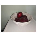 White Bowl with Wooden Apples
