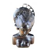 VTG Wood Carved Warrior Goddess Statue Bust