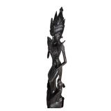 Vintage Detailed Wood Carved Goddess Sculpture