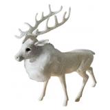 White Deer With Fur Collar Decor