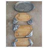 (4) Decor Wood Pewter Cutting Boards