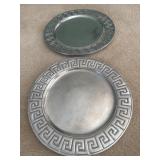 (2) Aztec Style Pewter Plates