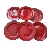 (6) Solid Red Ceramic Plates