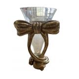 Gold Bow Base Clear Glass Vase Insert