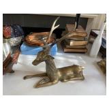 Pair of Brass Deer for Mantle