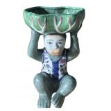 VTG Chinoiserie Monkey Holding a Lotus Leaf Dish