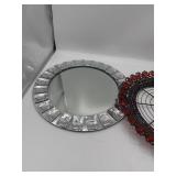 Round 13" Mirror & Wire Web Tray Metal