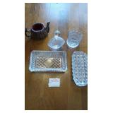 Set of silver plated leaf platters with knife