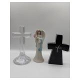 (2) Crosses & (1) Angel Holding Flowers