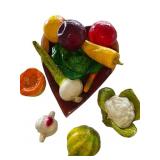 Granadilla Wood Bowl w/Paper Mache Fruit