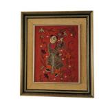 Vintage Chinese Silk Art Floral Man 21x24"