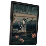 Vintage Chinese Reverse Glass Painting Boat