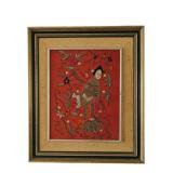 Vintage Chinese Silk Art Floral Lady