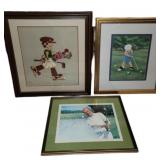3 Framed Golfing Pictures