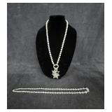 Faux Pearls w/Stars & Clear Beaded Necklace
