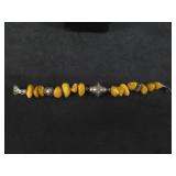 Amber Bracelet w/Silver Barrel Beads
