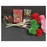 Holiday Style Pompom, Tree Candles, Game