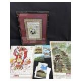 Vintage Chinese Calendars, Pictures& Frame