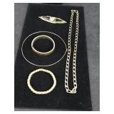 Large Chain, (2) Bracelets, Choker, Broach