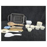 Wire Basket, Assorted Ramekins, Utensils & More